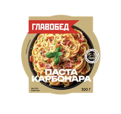 ПАСТА КАРБОНАРА. Второе обеденое замороженное блюдо 0,3кг ТМ Главобед 1/6шт БП-00004258