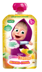 Пюре Маша и Медведь 85гр Яблоко-Груша (Гуалапак) 1*12шт 25975