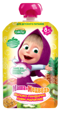 Пюре Маша и Медведь 85гр Яблоко-Мандарин-Киви-Маракуйя 1*12шт 25974