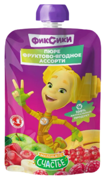 Пюре Фиксики 90гр Фруктово-Ягодное Ассорти (гуалапак) с 6мес 1/12 22888