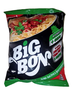 Биг Бон лапша 75гр курица + соус томатный и кинза (пакет) 1*48шт УТ000004312