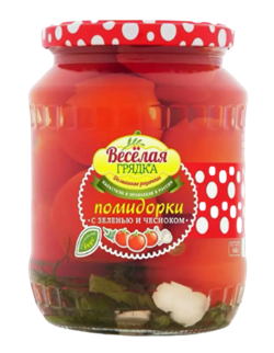 Веселая грядка Помидорки марин. с зеленью и чесноком 680гр 1/8шт 36145