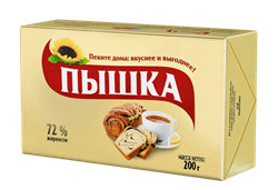 Маргарин Пышка 200гр м.д.ж 72% 1/30шт 16168