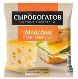 Сыр плав. "Сыробогатов" Маасдам  45% 130гр слайсы 1/12шт 00-00015027