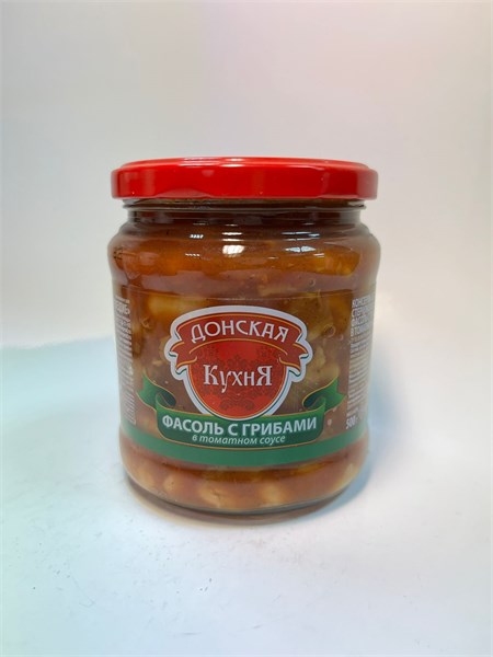 Фасоль с ГРИБАМИ в томатном соусе Донская Кухня 500гр СТЕКЛО 1/8шт 23131 - фото 1315