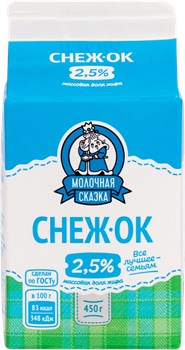 БМК "Снежок" 2,5% 450гр пюр/пак 1*9шт 000005228