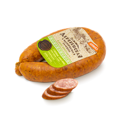 Деревенская с чесночком и сальцем п/к (черева) 390 гр.шт. термоус. пак. ГСП102688