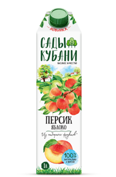 Сады Кубани Нектар 1л яблочно-персиковый  д/пит 1/12шт УТ-00024743