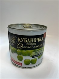 Зелёный горошек "Кубаночка" в/с ГОСТ 400гр ж/б ключ 1*12шт 00000000483