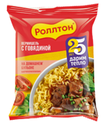 Ролтон лапша б/п вермишель (пак) 60гр на домашнем бульоне с говядиной 1/42шт УТ000001930
